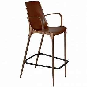 Барный стул с подлокотниками ST76/S69 коричневый/темный орех