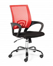 Кресло компьютерное DeskTop Хром (ДэскТоп) красный сетка/ткань