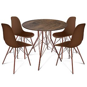 Стол со стульями ARIANA S37-4 (Ариана) D80 палисандр/коричневый/медный металлик