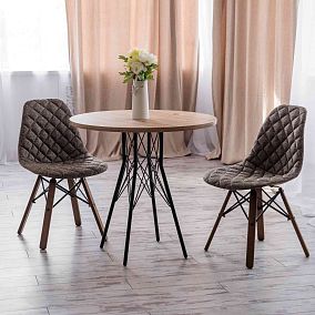 Стол со стульями ARIANA S70-2 (Ариана) дуб тортуга /коричневый сахар/черный муар