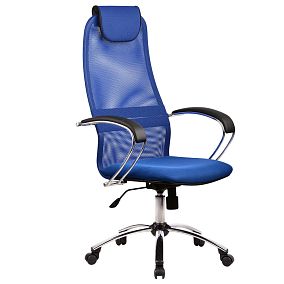 Кресло офисное BK-8- синий-хром лак