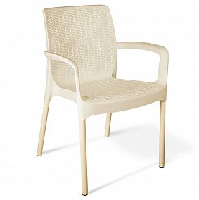 Плетеный стул SHT-S68 бежевый пластиковый (бежевый/ваниль (цинк))