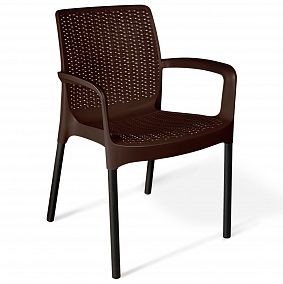 Плетеный стул SHT-S68 пластиковый коричневый (коричневый/черный муар (цинк))