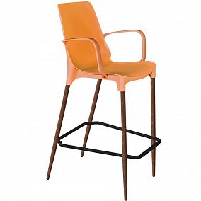 Барный стул SHT-ST76/S69 оранжевый (оранжевый/темный орех)