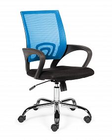 Кресло компьютерное DeskTop Хром (ДэскТоп) синий сетка/ткань