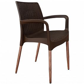 Плетеный стул SHT-S68/S424-С коричневый/темный орех (коричневый/темный орех)