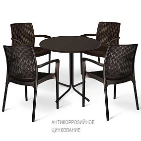 Стол со стульями DS22 черно-коричневый/черный (цинк)
