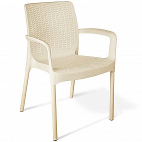 Плетеный стул SHT-S68 бежевый пластиковый бежевый/ваниль