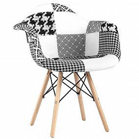 Кресло Модерника DAW (в стиле Eames) пэчворк черно-белое