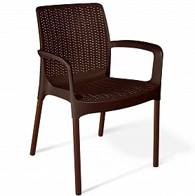 Плетеный стул SHT-S68 коричневый (коричневый/коричневый муар (цинк))